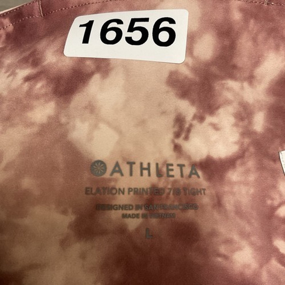 NWOT Athleta Elation Printed 7/8 Tight YogaGym Leggings Women Size L Pink/Maroon - Picture 2 of 11